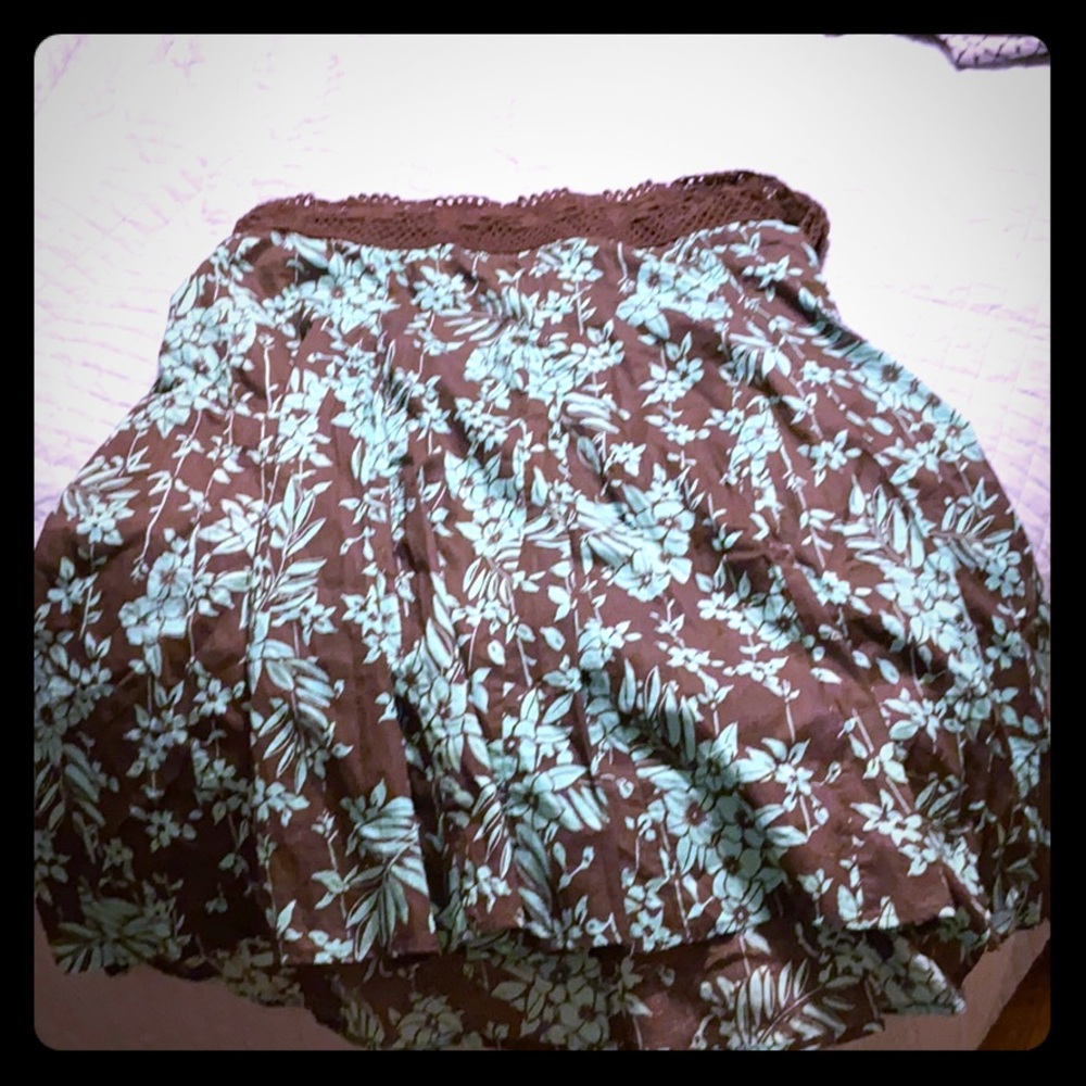 Brown and Green High Waisted Skirt.
